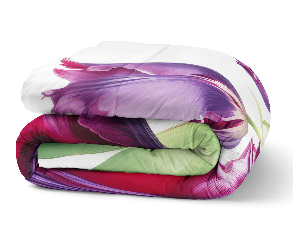 Floral Comforter, Black Parrot Tulip