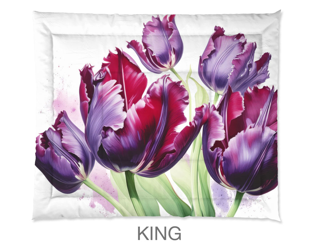 Floral Comforter, Black Parrot Tulip
