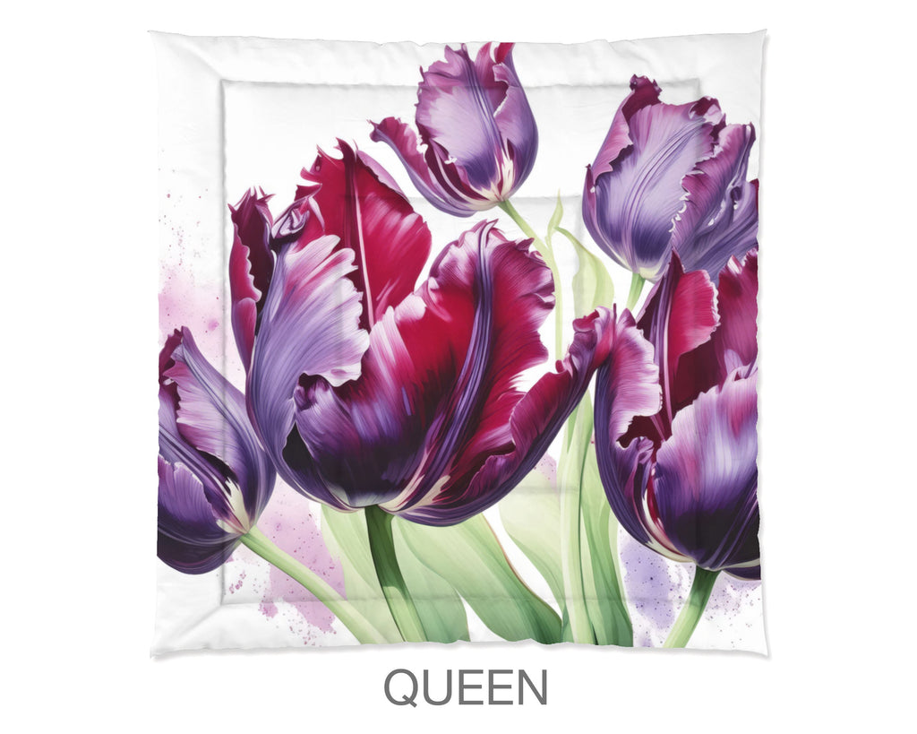 Floral Comforter, Black Parrot Tulip