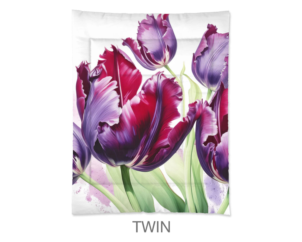 Floral Comforter, Black Parrot Tulip