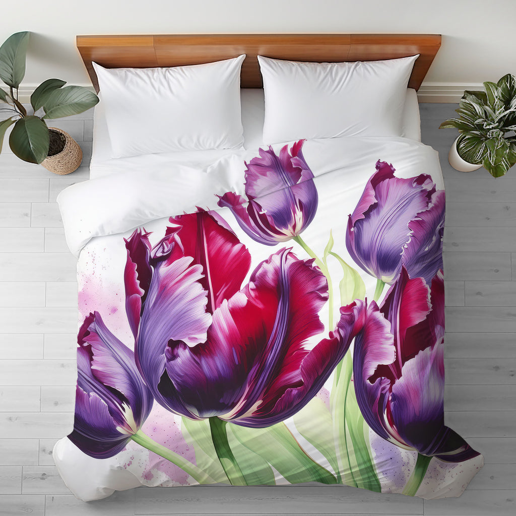 Floral Duvet Cover, Black Parrot Tulip