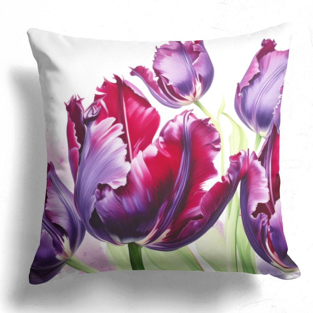 Floral Pillow Cover, Black Parrot Tulip