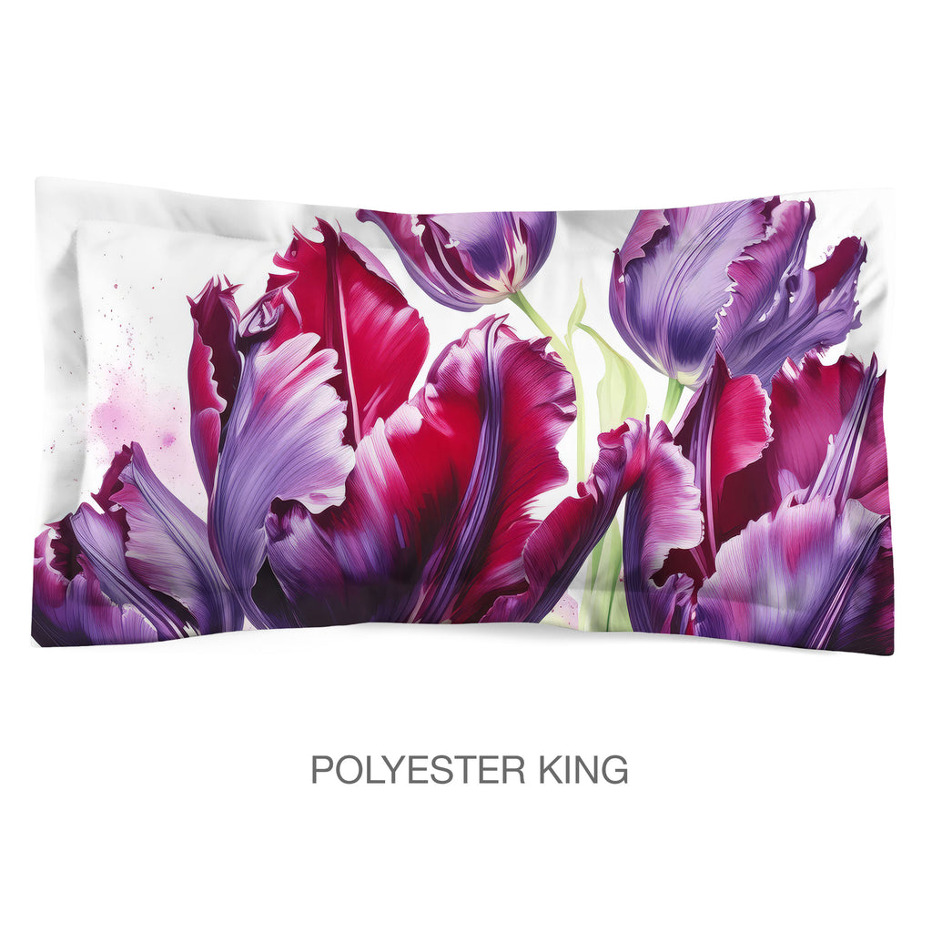 Floral Sham in Cotton or Polyester, Black Parrot Tulip