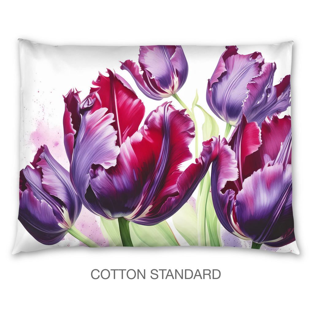 Floral Sham in Cotton or Polyester, Black Parrot Tulip