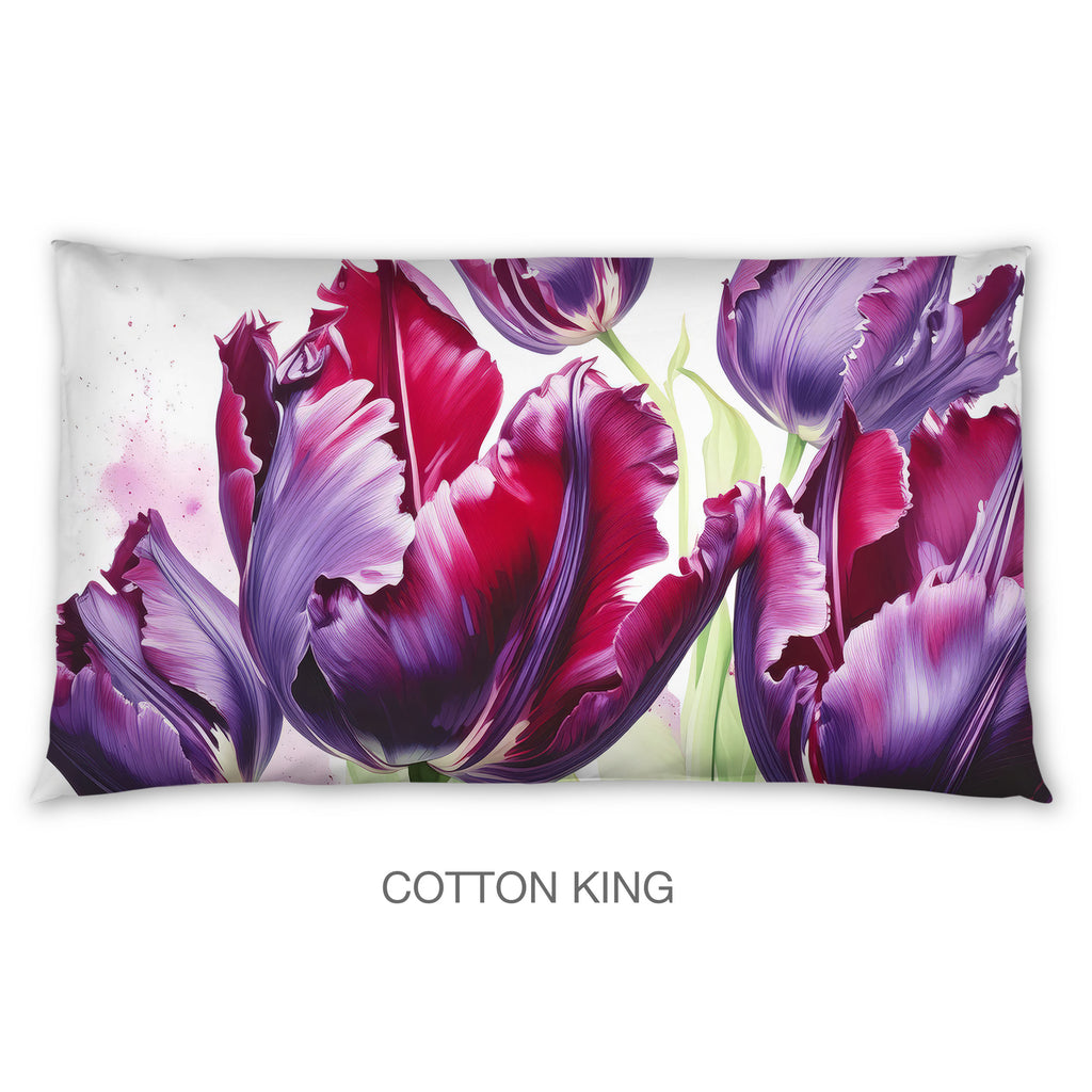 Floral Sham in Cotton or Polyester, Black Parrot Tulip