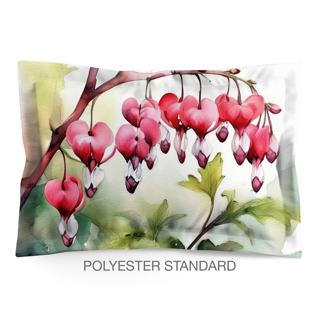 Floral Sham in Cotton or Polyester, Bleeding Heart