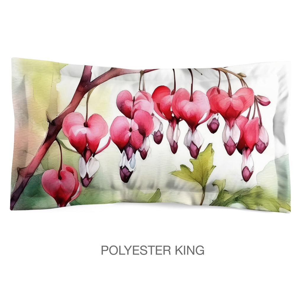 Floral Sham in Cotton or Polyester, Bleeding Heart