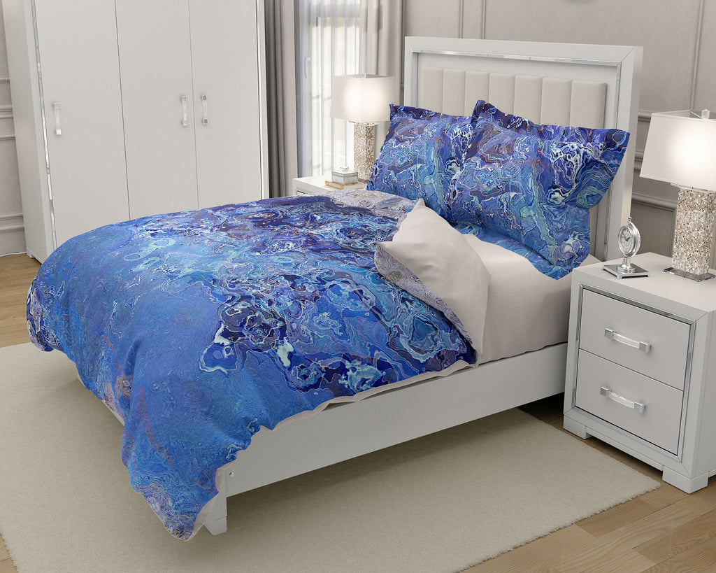 King, Queen or Twin Duvet Cover, Blue Stone