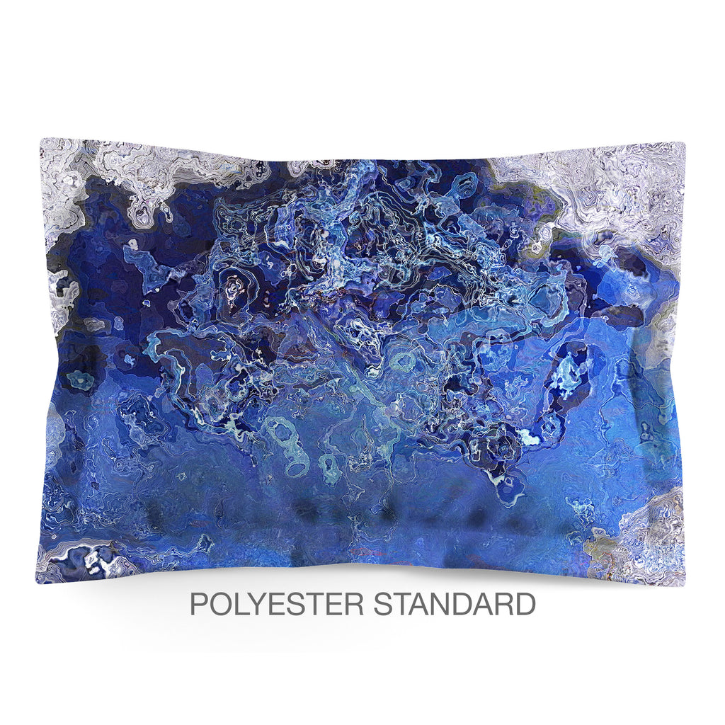 Abstract Shams in Cotton or Polyester, Blue Stone