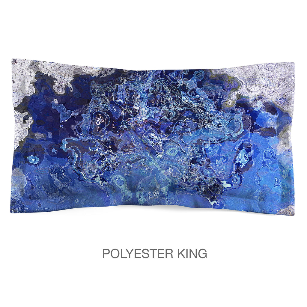 Abstract Shams in Cotton or Polyester, Blue Stone