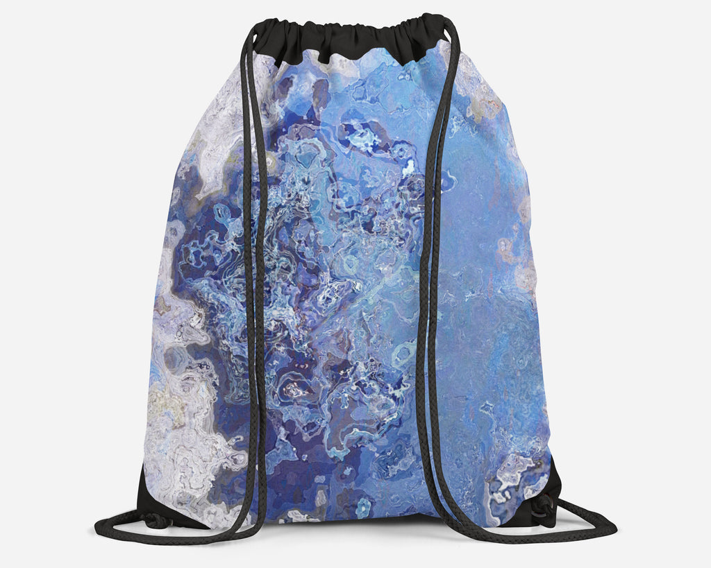Drawstring Sling Bag, Blue Stone
