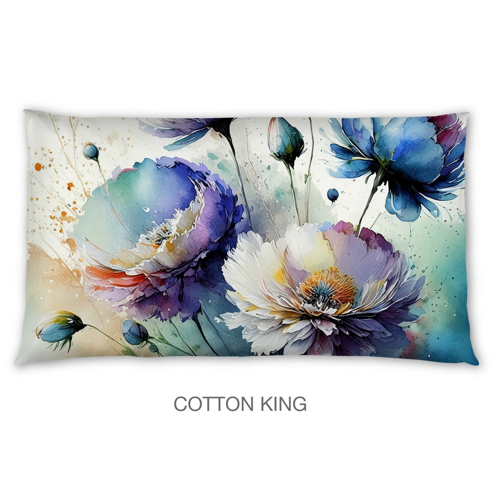 Floral Sham in Cotton or Polyester, Blue and Purple Flower