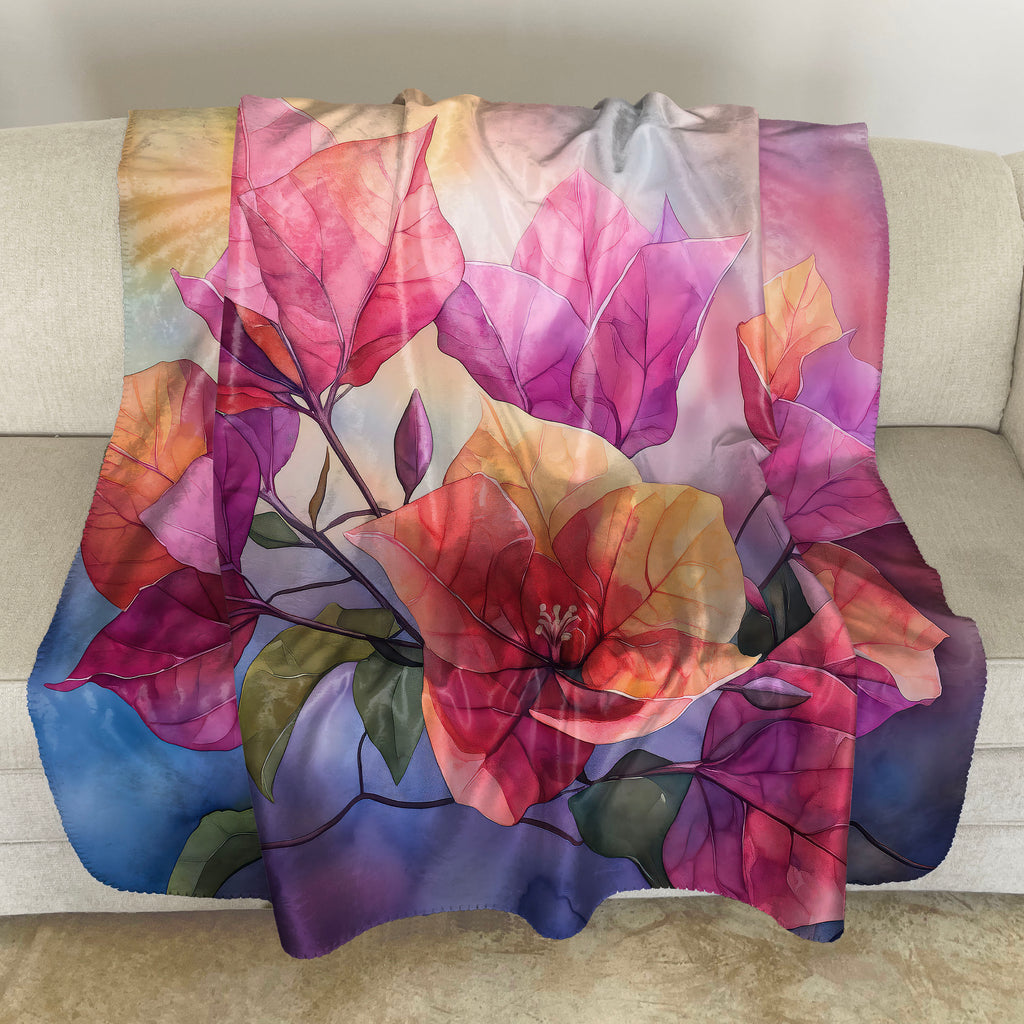 Floral Sherpa Fleece Throw, Bougainvillea
