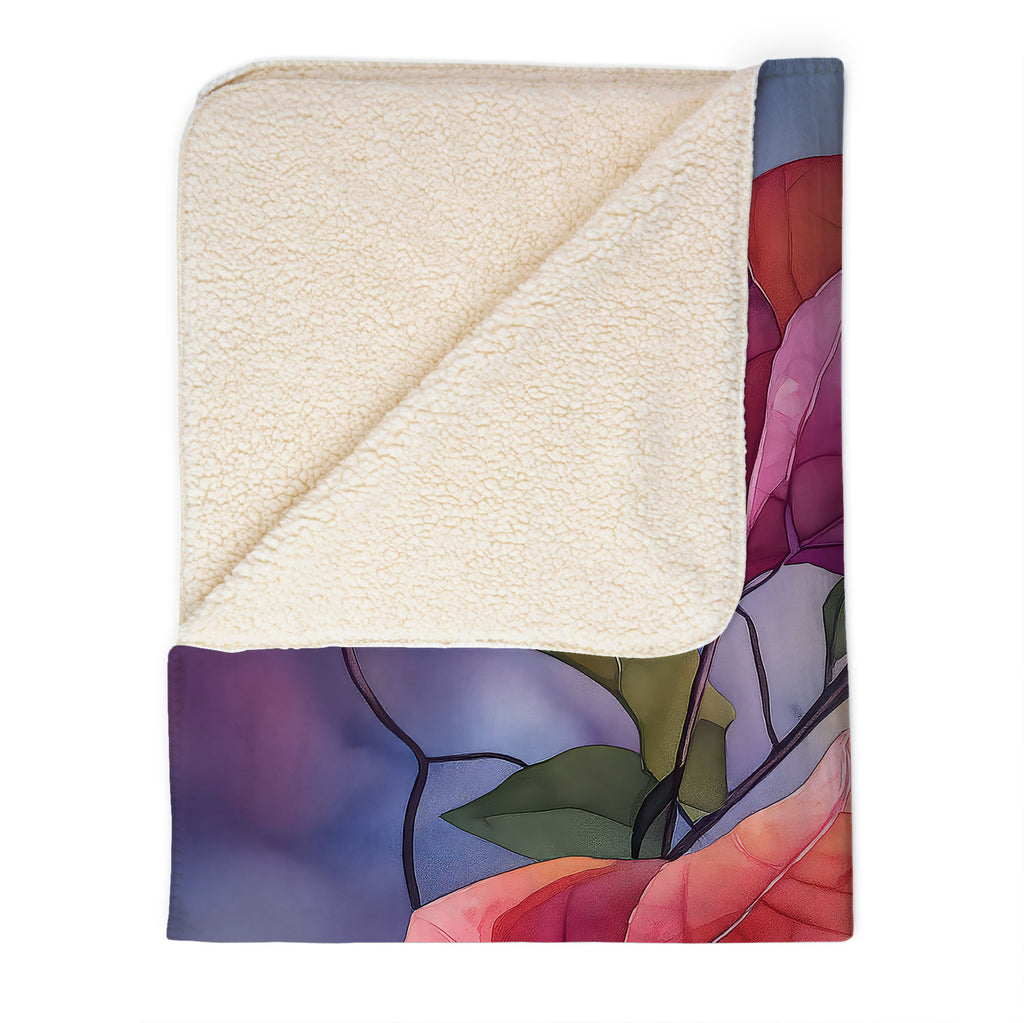 Floral Sherpa Fleece Throw, Bougainvillea