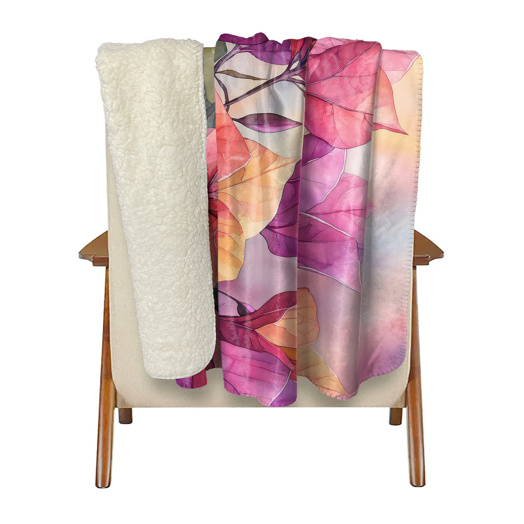 Floral Sherpa Fleece Throw, Bougainvillea