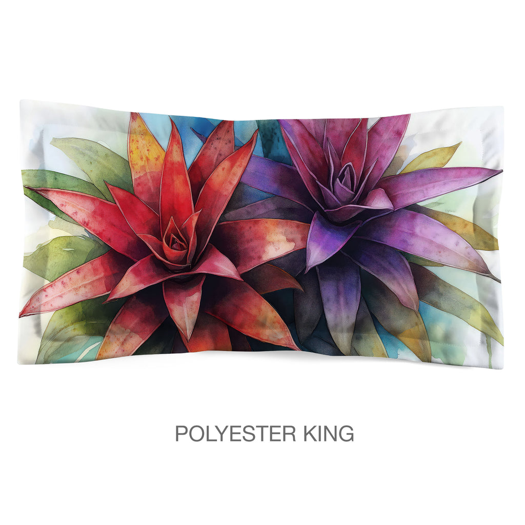Floral Sham in Cotton or Polyester, Bromeliads
