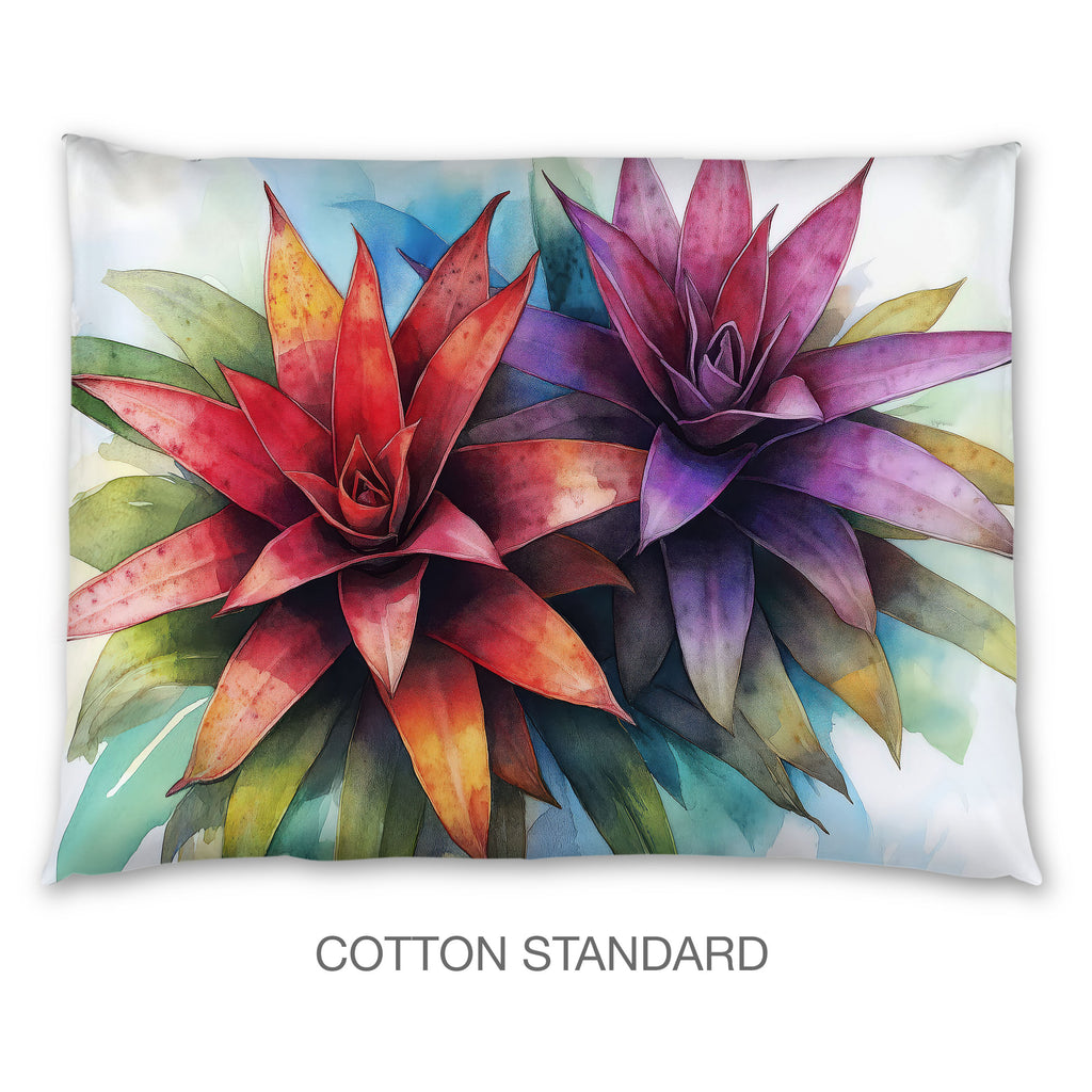 Floral Sham in Cotton or Polyester, Bromeliads