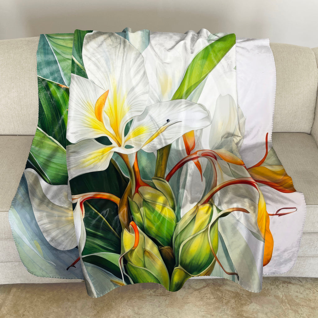 Floral Sherpa Fleece Throw, Butterfly Ginger