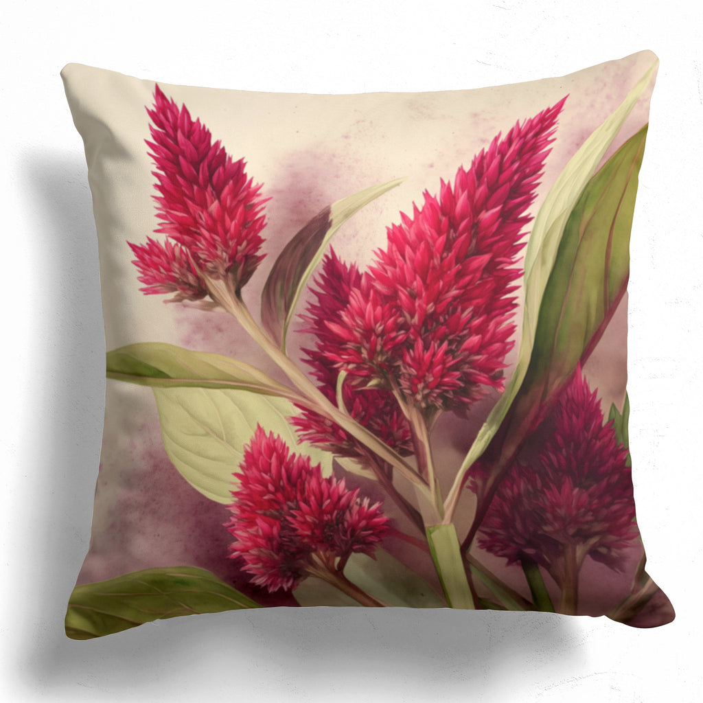 Floral Pillow Cover, Celosia Cocks Comb