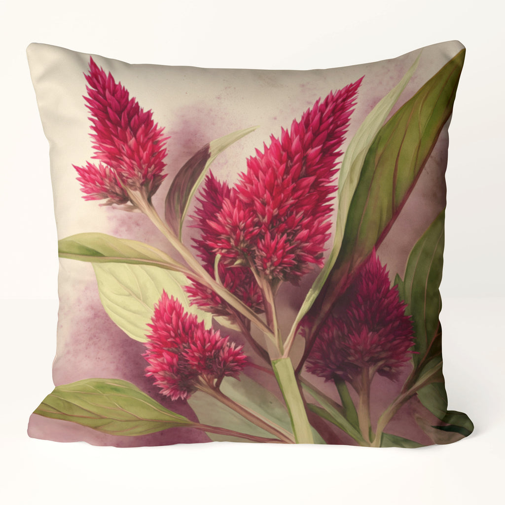 Floral Pillow Cover, Celosia Cocks Comb