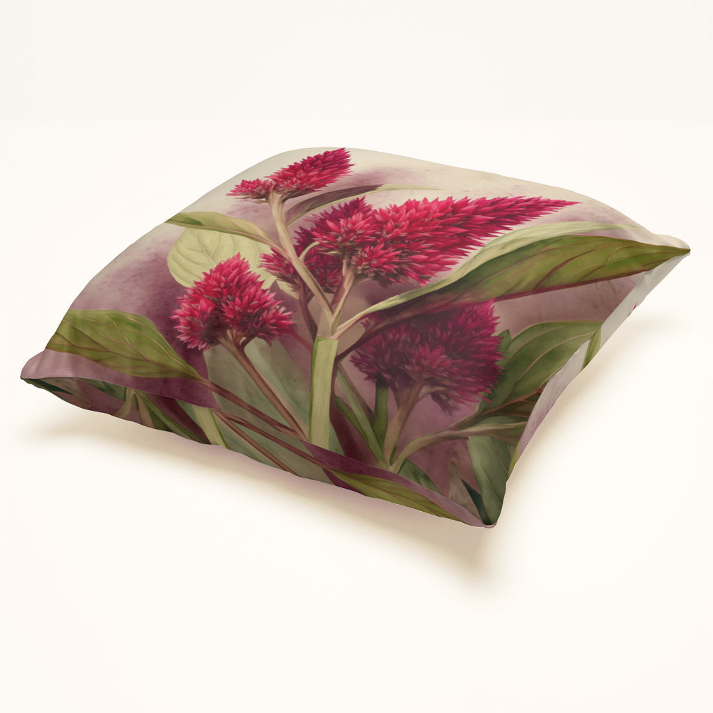 Floral Pillow Cover, Celosia Cocks Comb