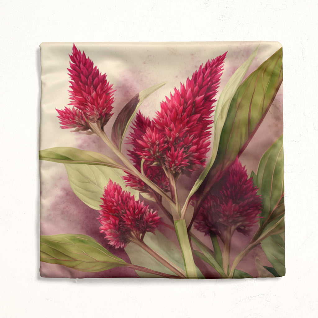 Floral Pillow Cover, Celosia Cocks Comb