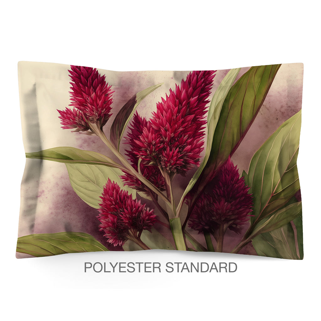 Floral Sham in Cotton or Polyester, Celosia Cocks Comb
