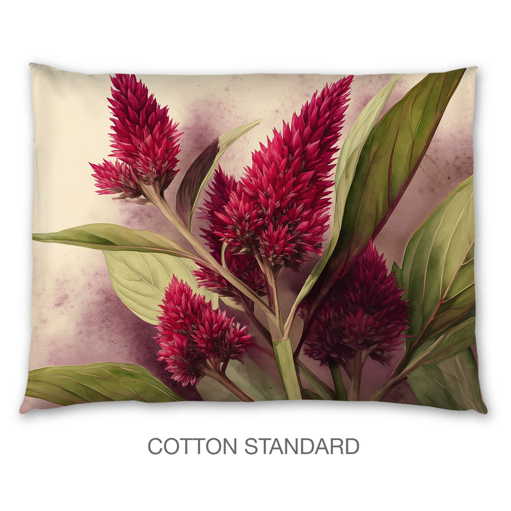 Floral Sham in Cotton or Polyester, Celosia Cocks Comb