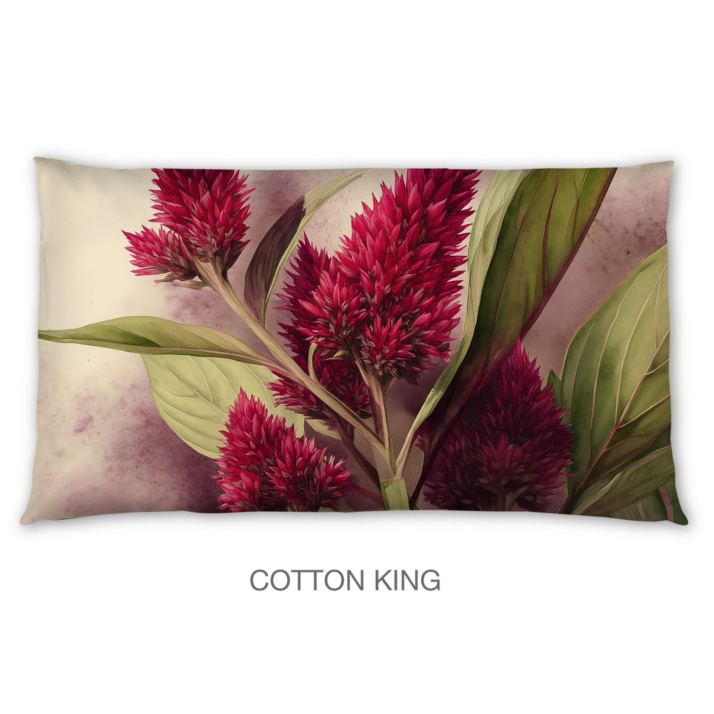 Floral Sham in Cotton or Polyester, Celosia Cocks Comb