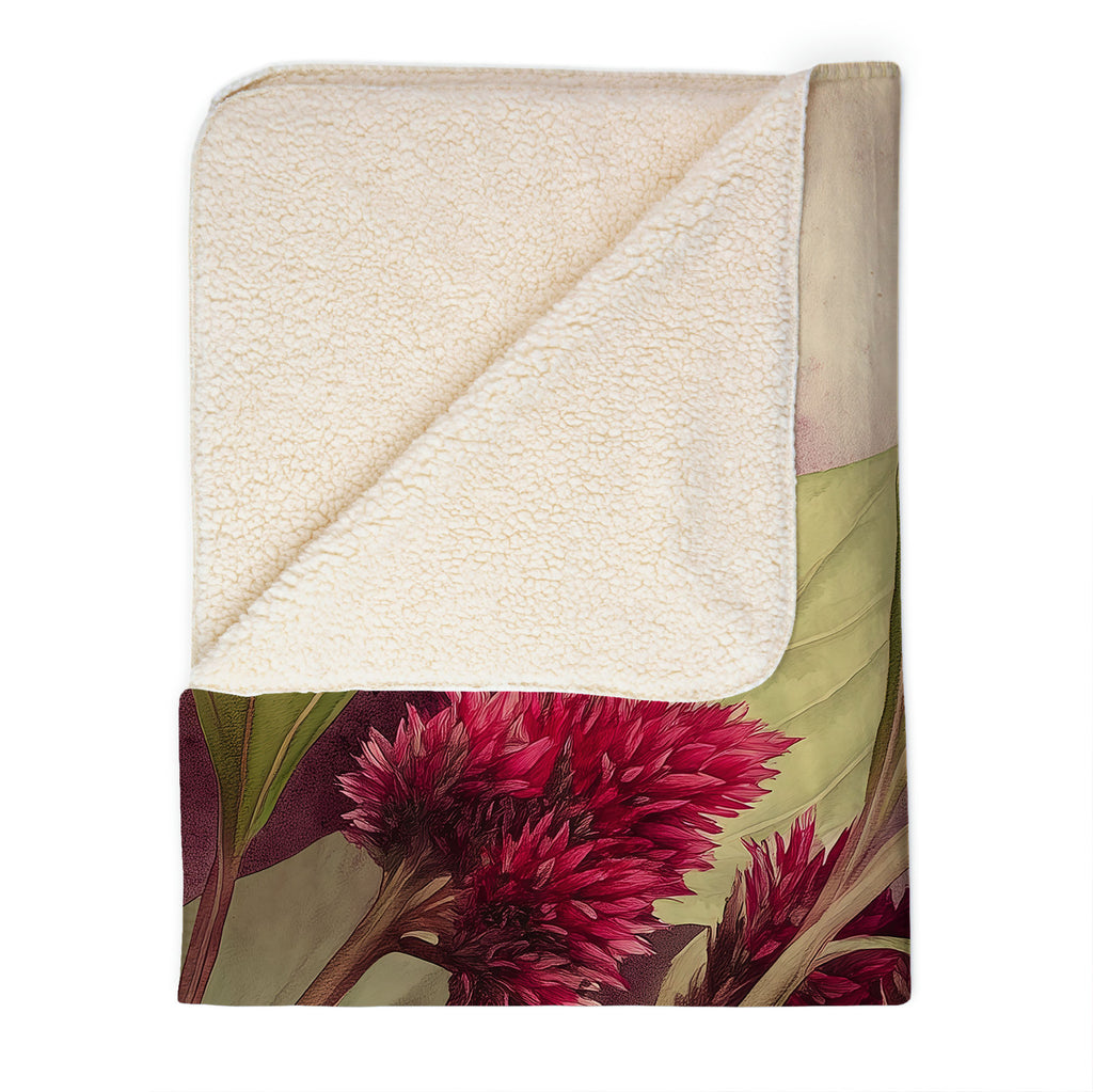 Floral Sherpa Fleece Throw, Celosia Cocks Comb