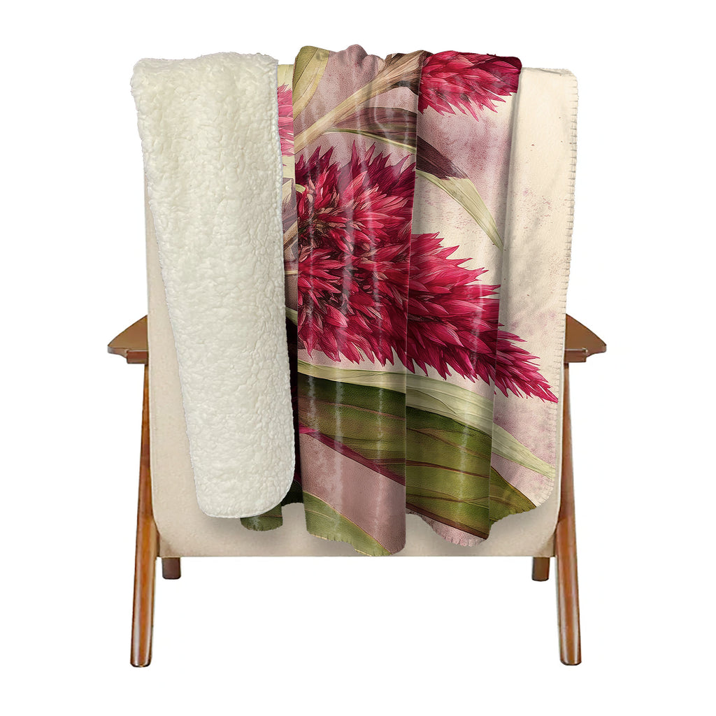 Floral Sherpa Fleece Throw, Celosia Cocks Comb