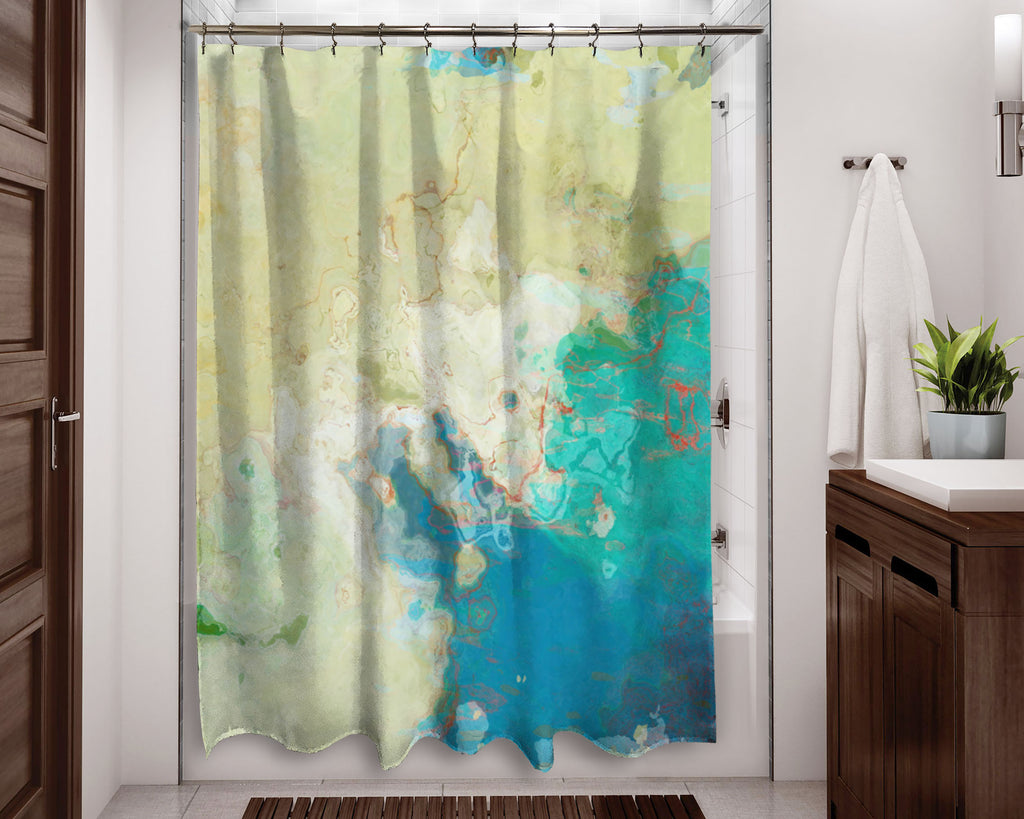 Abstract shower curtain, contemporary bathroom decor