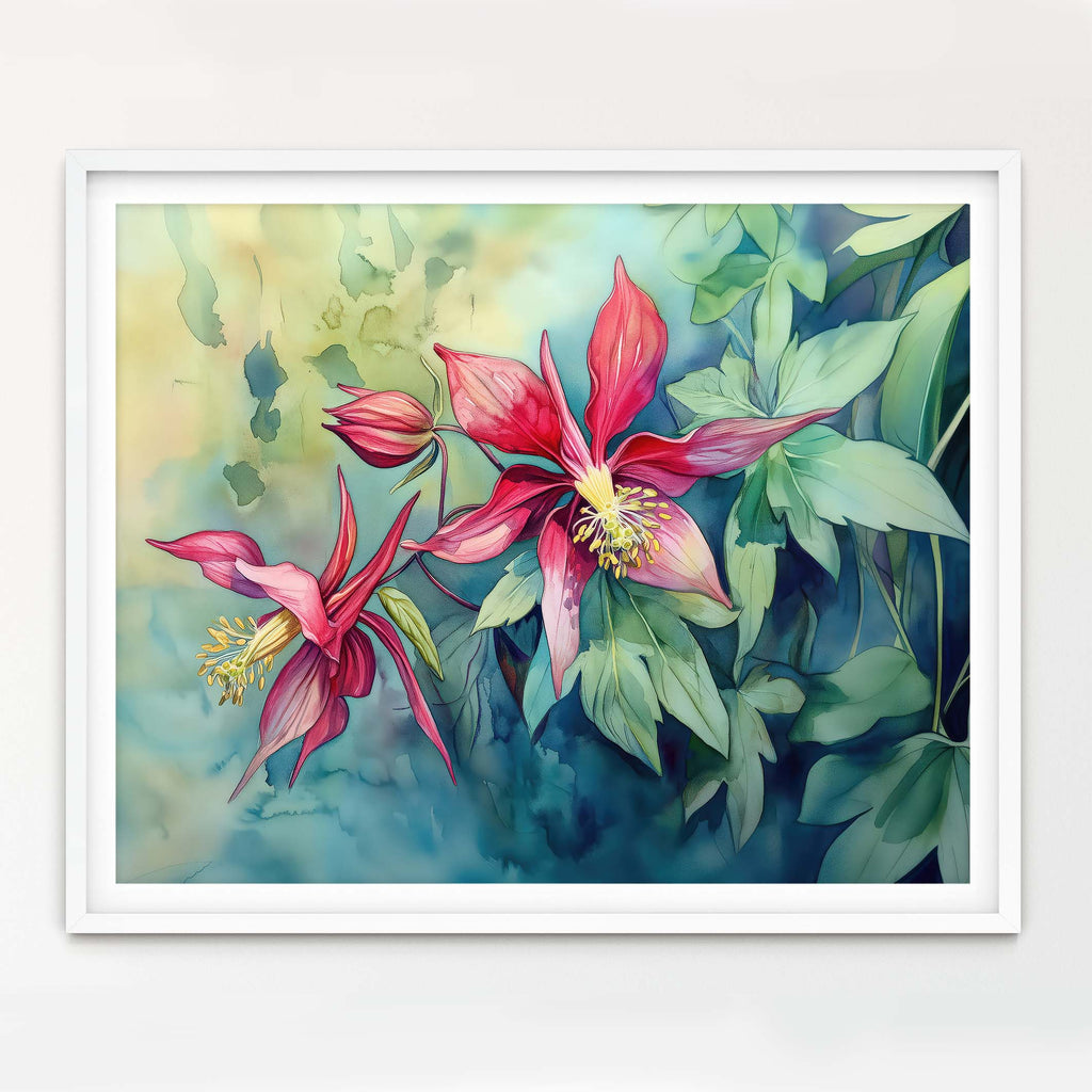 Floral Art Paper Print, Columbine