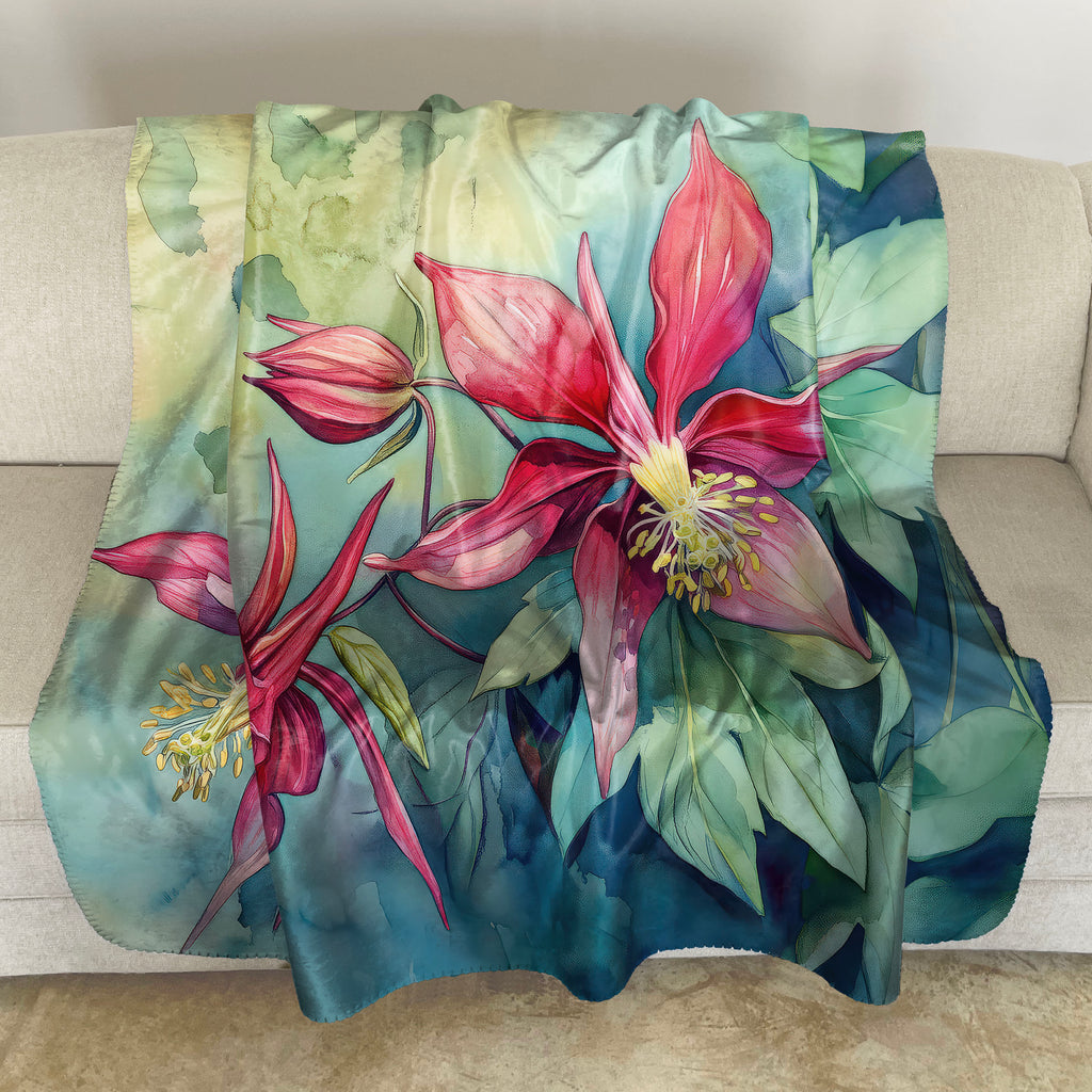 Floral Sherpa Fleece Throw, Columbine