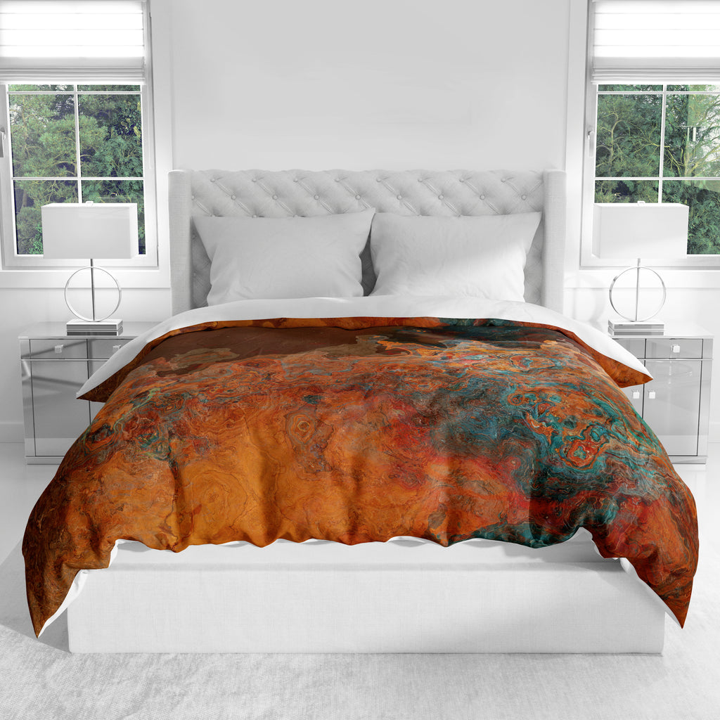 Abstract King, Queen or Twin Duvet Cover, Copper Passion