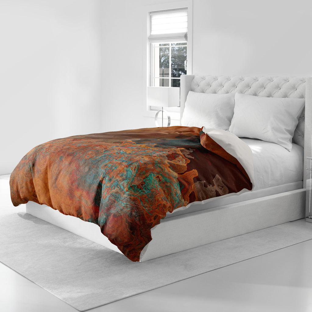 Abstract King, Queen or Twin Duvet Cover, Copper Passion