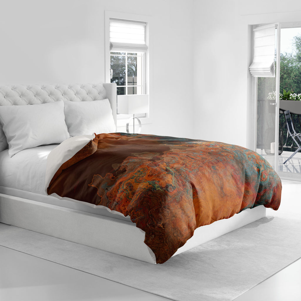Abstract King, Queen or Twin Duvet Cover, Copper Passion
