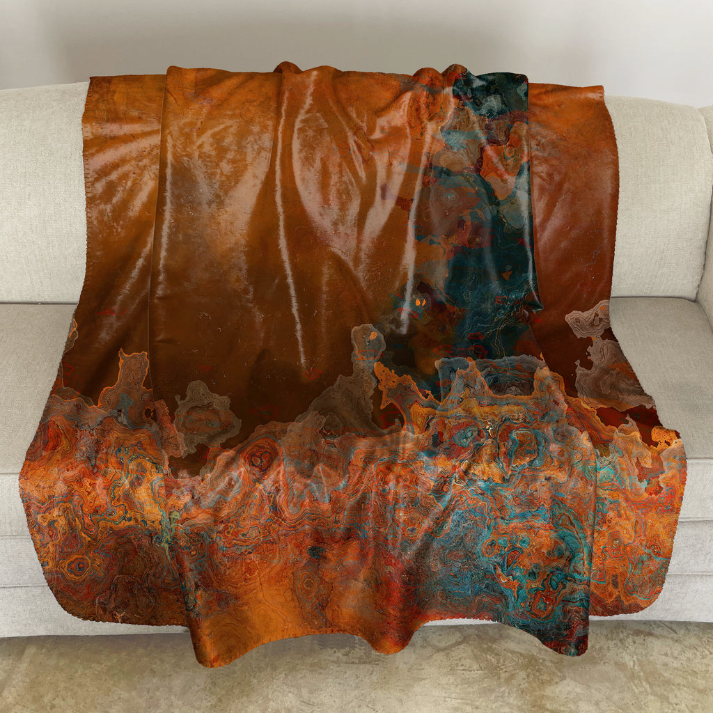 Abstract Fleece Throw, Copper Passion