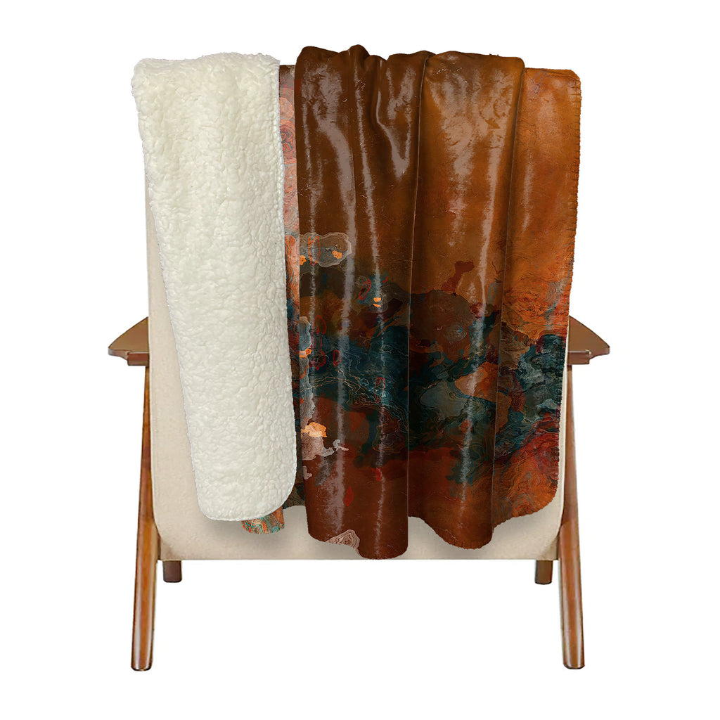 Abstract Fleece Throw, Copper Passion