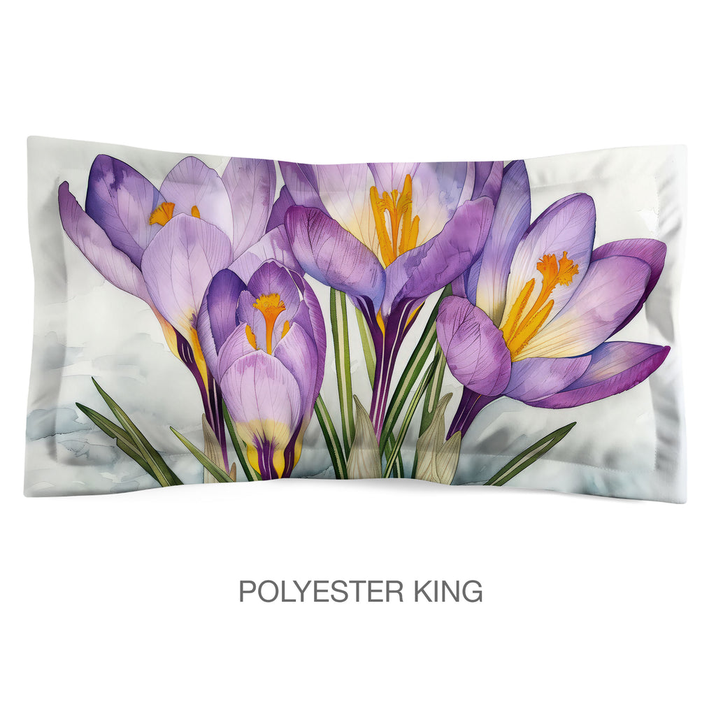 Floral Sham in Cotton or Polyester, Crocus