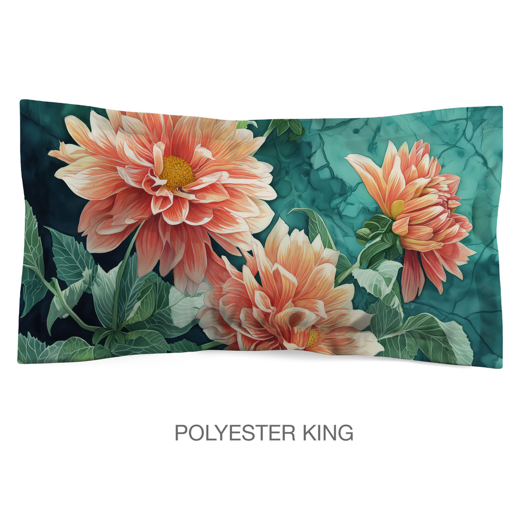 Floral Sham in Cotton or Polyester, Dalias