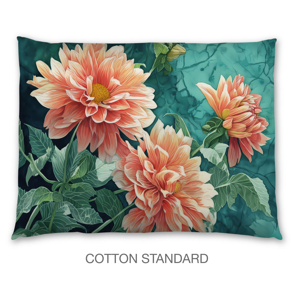 Floral Sham in Cotton or Polyester, Dalias