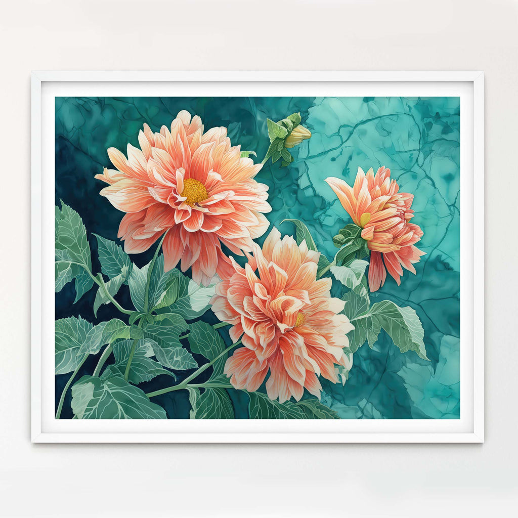 Floral Art Paper Print, Dalias