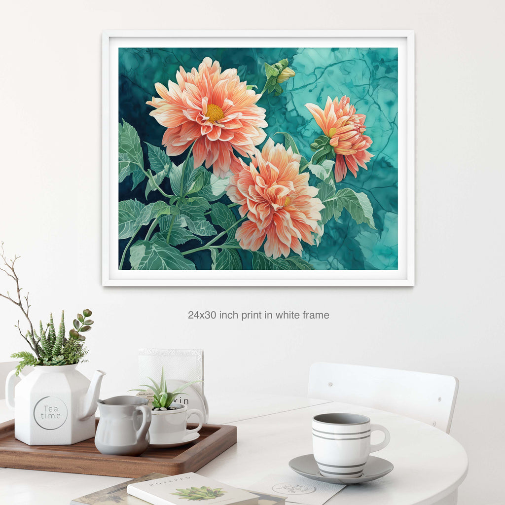 Floral Art Paper Print, Dalias