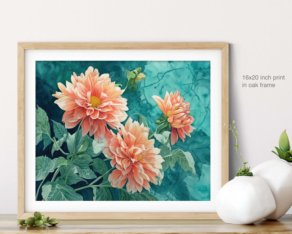 Floral Art Paper Print, Dalias