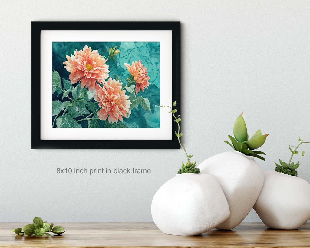 Floral Art Paper Print, Dalias