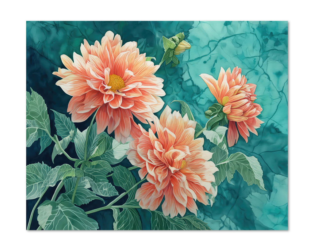 Floral Art Paper Print, Dalias