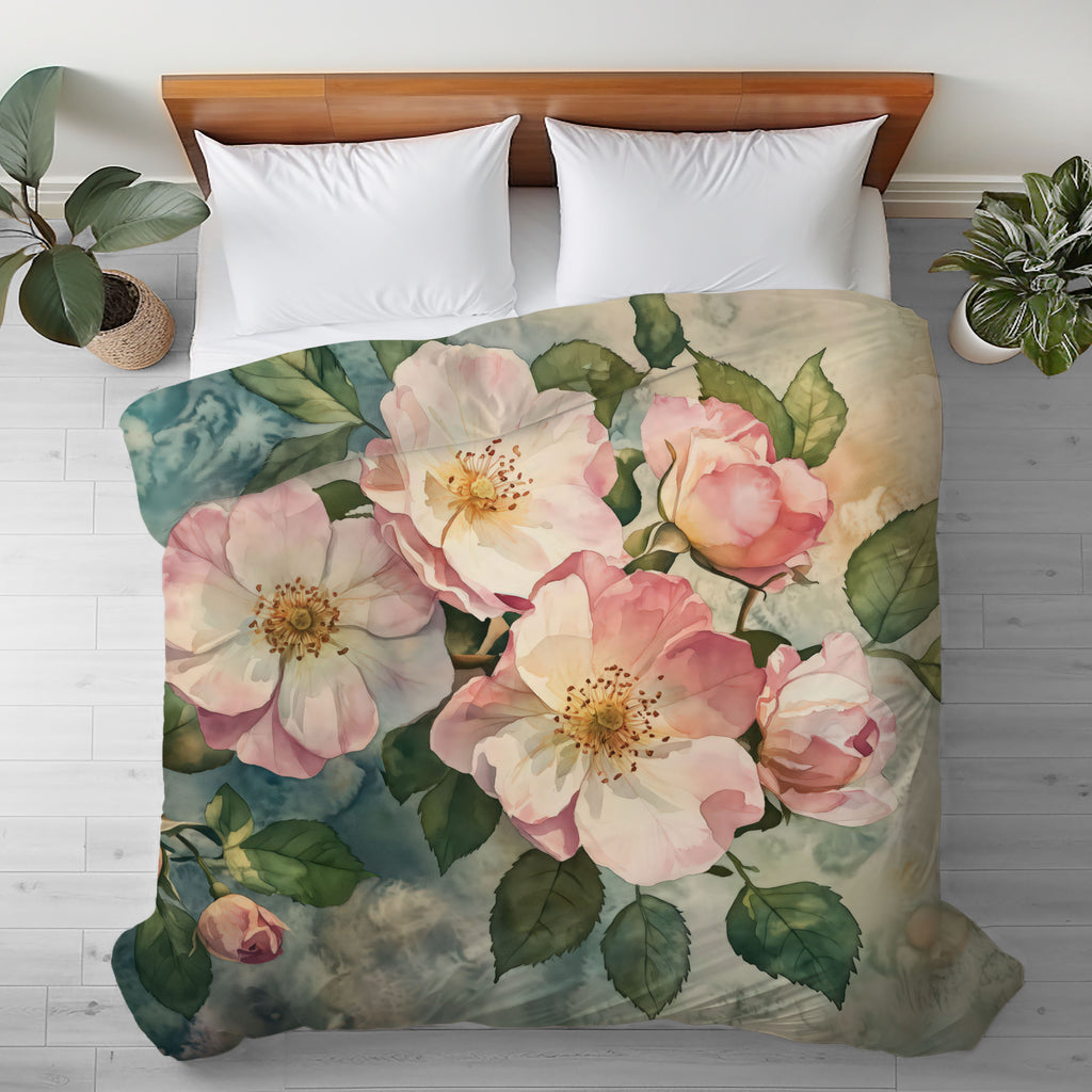 Floral Duvet Cover, Dog Roses