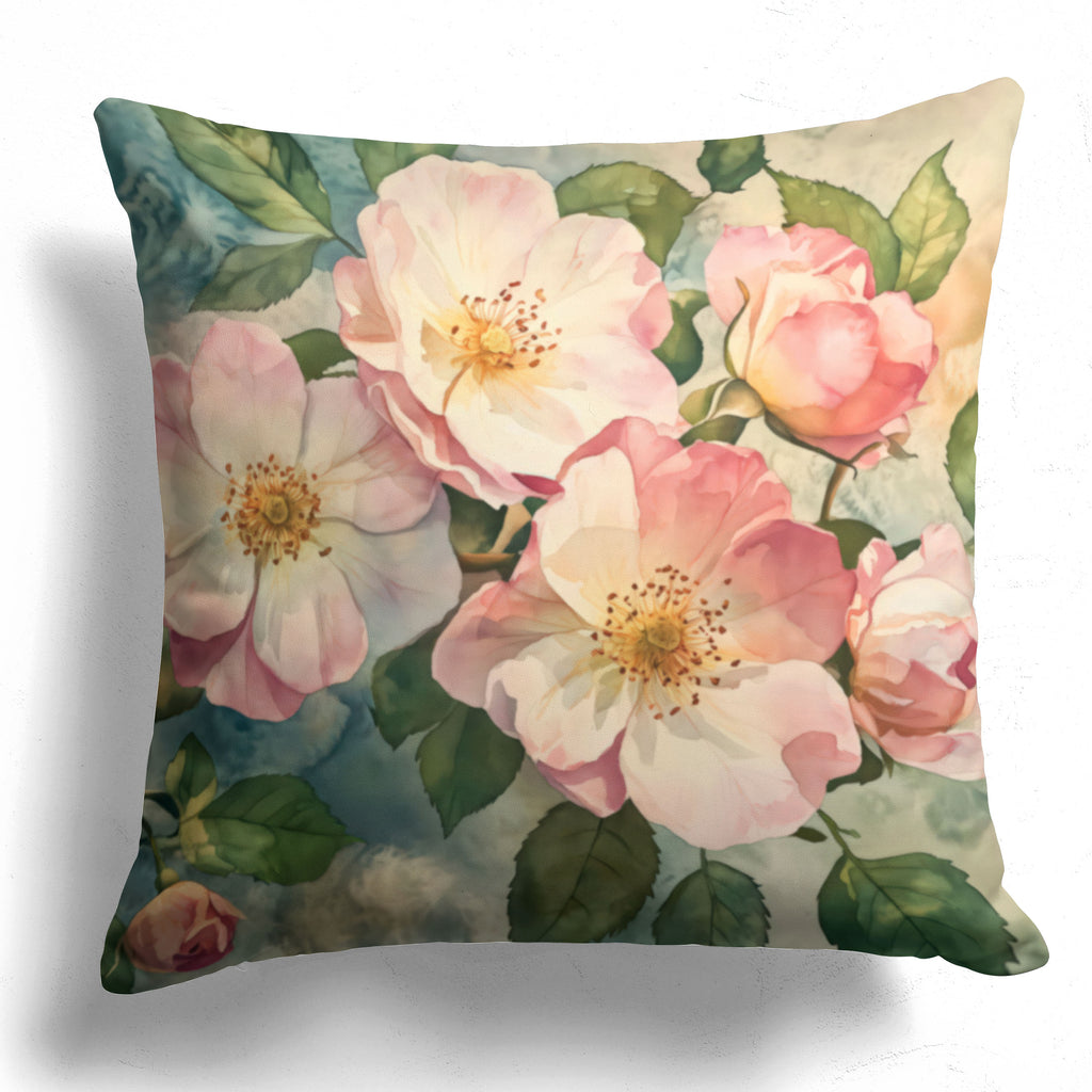 Floral Pillow Cover, Dog Roses