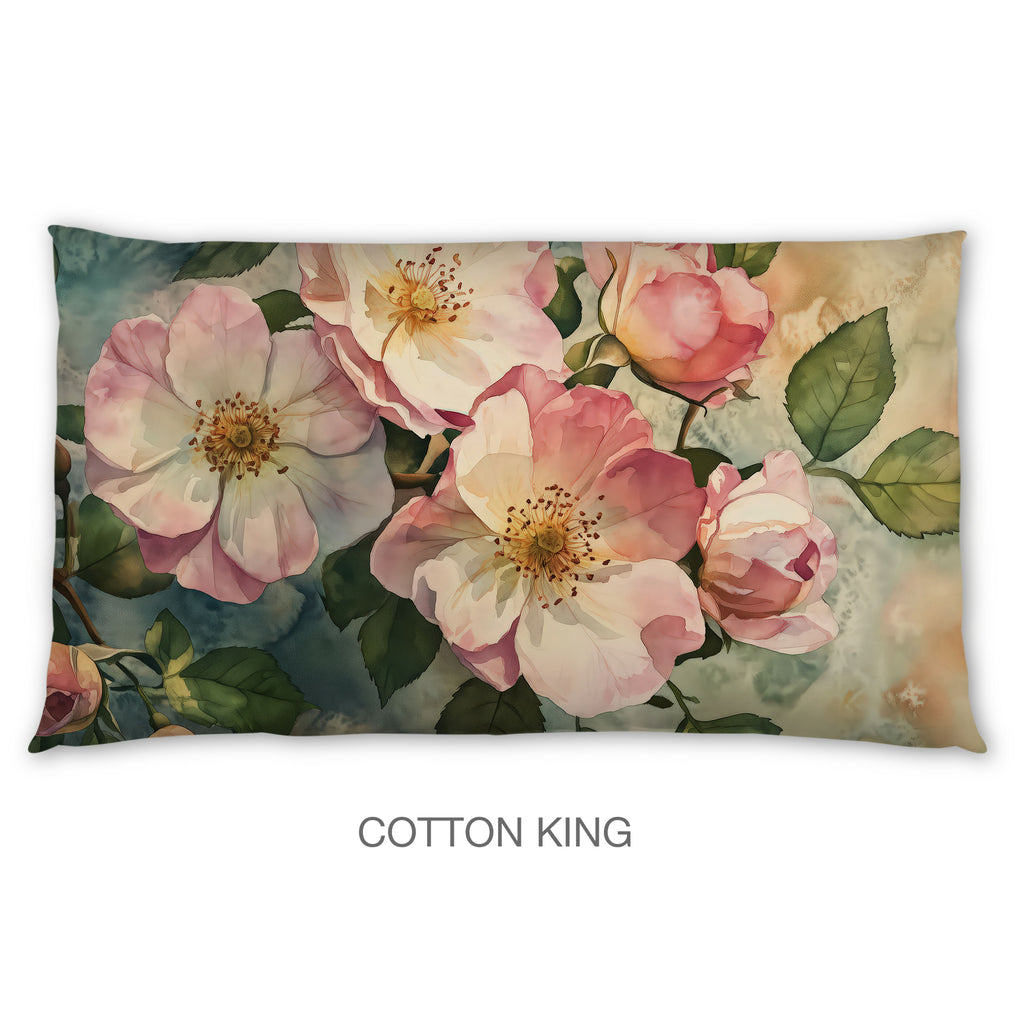 Floral Sham in Cotton or Polyester, Dog Roses